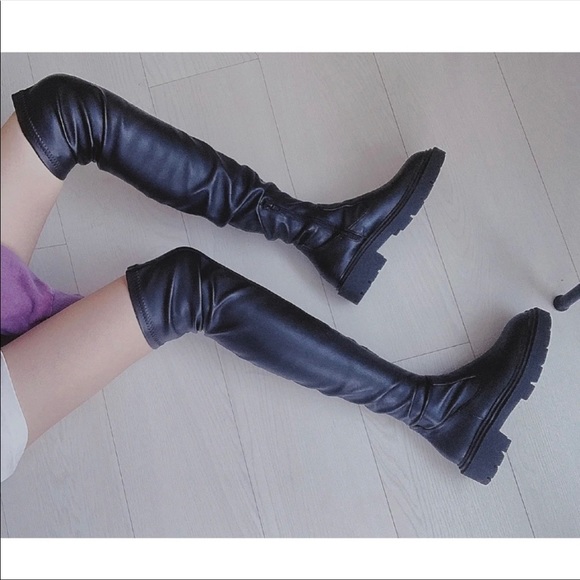ZARA• over the knee stretch low heel boots - Picture 4 of 14